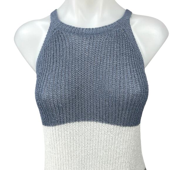 NEW C+D+M Multicolor Colorblock Halter Round Neck Sleeveless Knitted Tank Top S - Picture 3 of 5